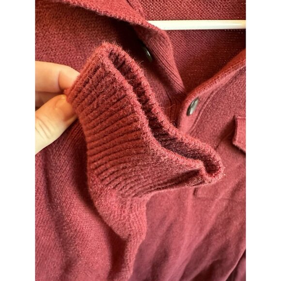 Banana Republic Mens Soft Sweater 2 Pocket 1/4 Button Red Maroon size Medium - Picture 5 of 7